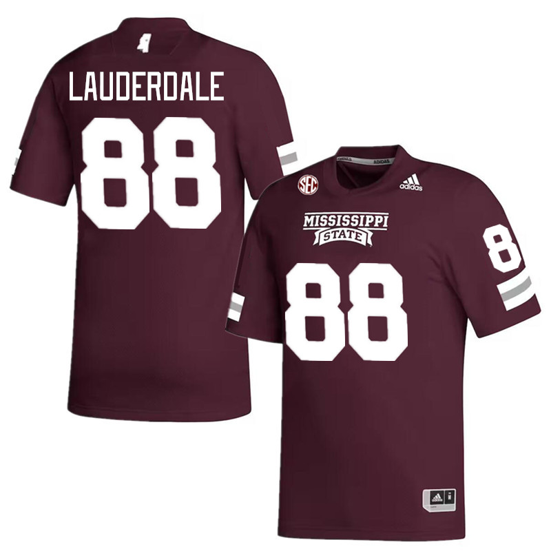 Men #88 Nick Lauderdale Mississippi State Bulldogs 2023 College Football Jerseys Stitched-Maroon